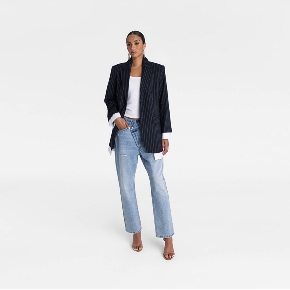 Navy Pinstripe Blazer - Picture 3 of 6
